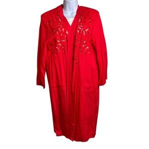 Vintage Cache Y2K Red Eyelet Long Duster Cardigan Est, Size M/L Statement‎ Glam